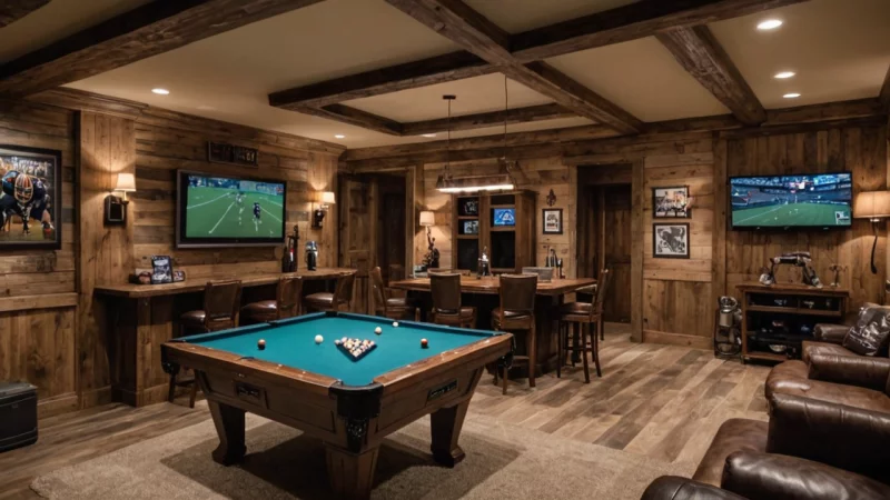 man cave, DIY ideas, tools, home improvement, decor, sports, gaming, rustic, entertainment space