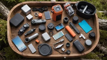 gadgets, outdoor adventure, technology, nature