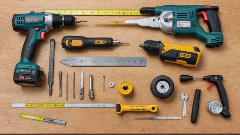 DIY tools, essential tools, home improvement, cordless drill, tape measure, screwdriver set, safety gear, DIY projects