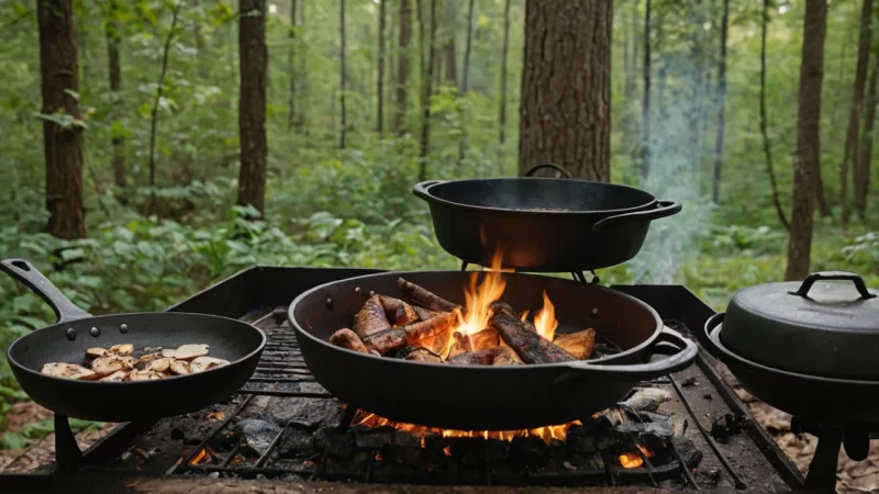 outdoor cooking, cast iron cookware, cooking tips, grilling, camping meals, outdoor gear, cooking techniques