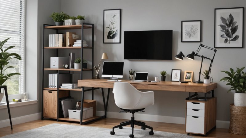 work from home, home office gadgets, ergonomic chair, standing desk, noise-canceling headphones, smart desk lamp, webcam, cable management, charging station